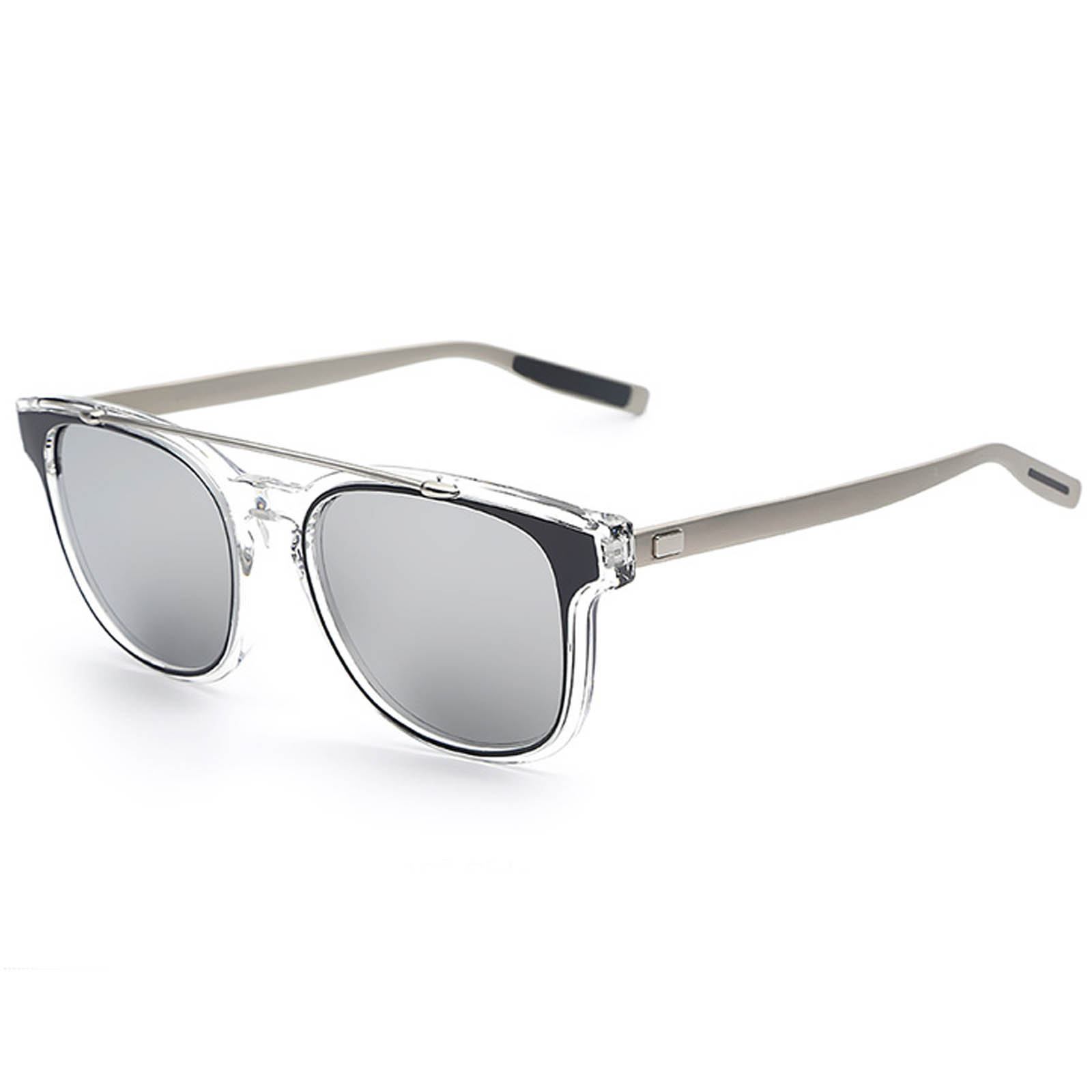 OWL ® Eyewear 019 C5 Retro Sunglasses Silver/Clear Frame Silver Mirror ...