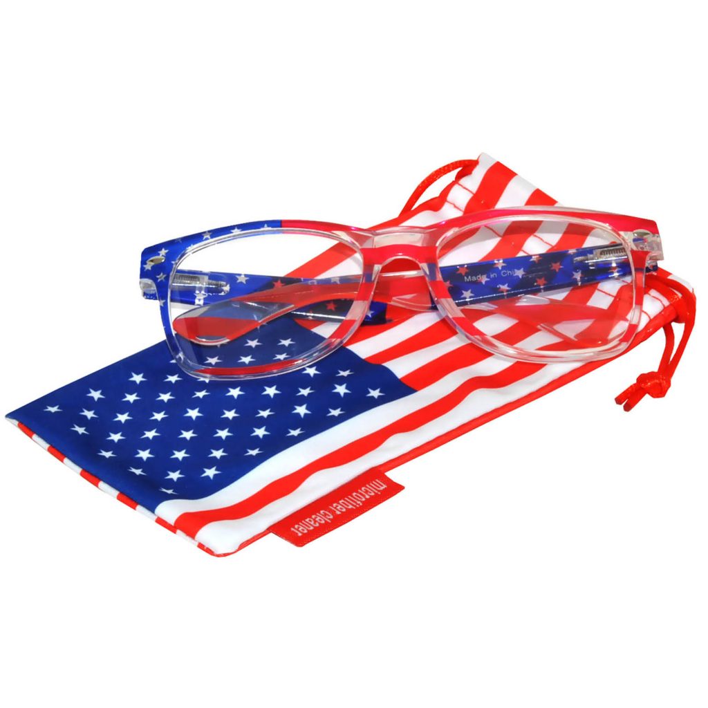 Owl ® Eyewear Retro Sunglasses American Clear Flag Frame Colored Lens