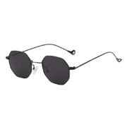 Octagon polygon shape sunglasses, black frame, smoke lens