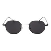 Octagon polygon shape sunglasses, black frame, smoke lens