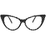 cat eye glasses clear lens black polka dots frame