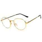 Yellow gold metal Round Circle glasses clear lens 50 mm