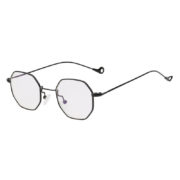 octagon shades hippie sunglasses, Black frame, clear lens