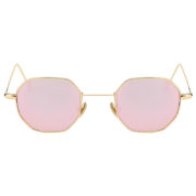 octagon shades sunglasses, gold frame, pink rose mirror lens