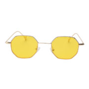 octagon shades sunglasses, gold frame, yellow lens