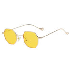 octagon shades sunglasses, gold frame, yellow lens