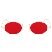 Retro Vintage Oval Small Gold Metal Frame Sunglasses Red Lens Shades