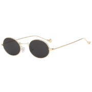 Men Women Vintage Oval Small Gold Metal Frame Sunglasses Smoke Lens Shades