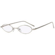 Oval Ultra Thin Small Slim Skinny Narrow Silver Metal Sunglasses Clear Lens