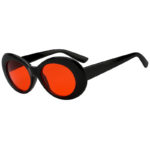 oval plastic Retro Oval Goggles Thick Plastic Black Frame Round Lens Sunglasses Orange