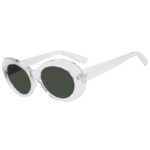 Retro Oval Goggles Thick Plastic Clear Frame Round Lens Sunglasses Smoke