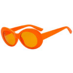 Retro Oval Goggles Thick Plastic Frame Round Lens Sunglasses Orange