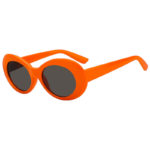 Retro Oval Goggles Thick Plastic Orange Frame Round Lens Sunglasses Smoke