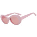 Retro Oval Goggles Thick Plastic Frame Round Lens Sunglasses Pink