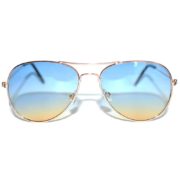 Case of 12 Pairs Aviator Sunglasses Two Tone Blue Yellow Lens Gold Metal Frame