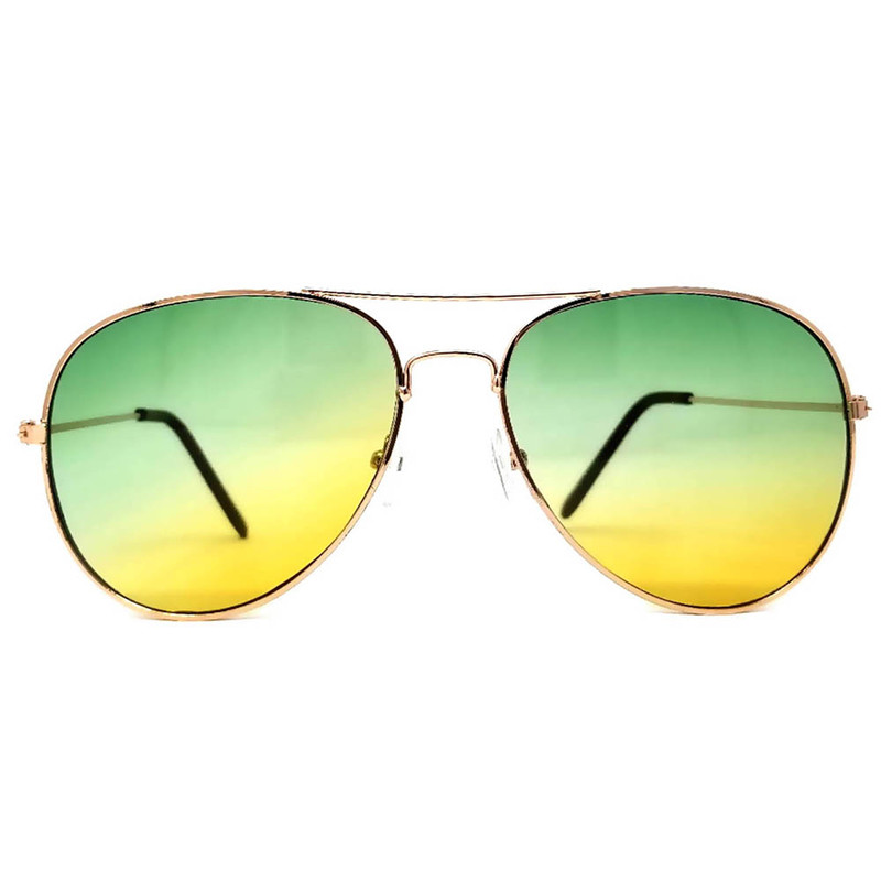 064 – 12 Pieces Wholesale Aviator Sunglasses Two Tone Color Lens Gold ...