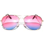 12 Pieces Bulk of Aviator Sunglasses Two Tone Pink Blue Lens Gold Metal Frame