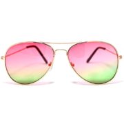 12 Pack Wholesale Aviator Glasses 2 Tone Pink Green Lens Gold Metal Frame