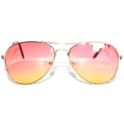 Case of 12 Pairs Aviator Sunglasses 2 Tone Pink Yellow Lens Gold Metal Frame