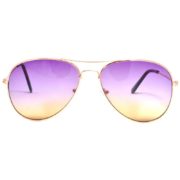 12 Pack Wholesale Aviator Sunglasses 2 Tone Purple Yellow Lens Gold Metal Frame