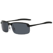 Men Ultra Light Rectangular Black Metal Frame Sunglasses Polarized Smoke Lens