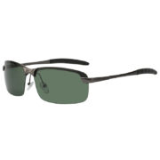 Stylish Ultra Light Rectangular Gun Metal Frame Sunglasses Polarized Green Lens