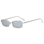 Steampunk Vintage Rectangular Silver Metal Frame Sunglasses Mirror Lens Shades
