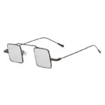 Vintage Square Small Black Metal Frame Sunglasses Mirror Lens Shades