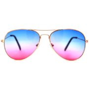 12 Pairs Classic Aviator Sunglasses Two Tone Blue Pink Lens Gold Metal Frame