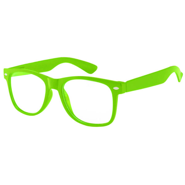 Green frame sunglasses with clear lens