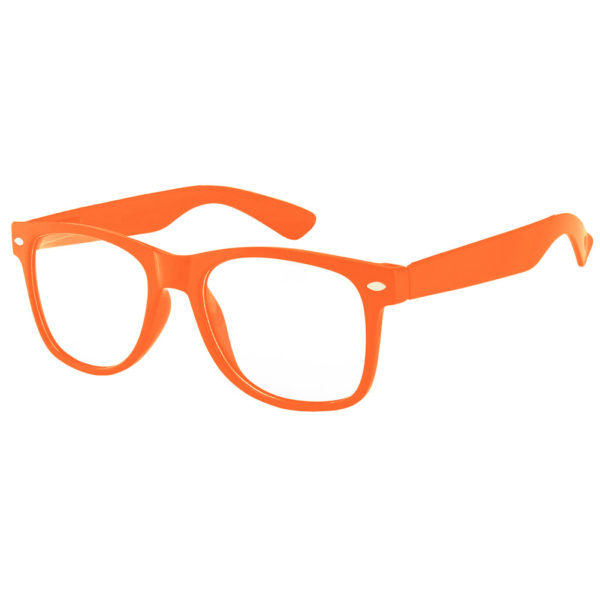 Orange frame sunglasses with clear lens